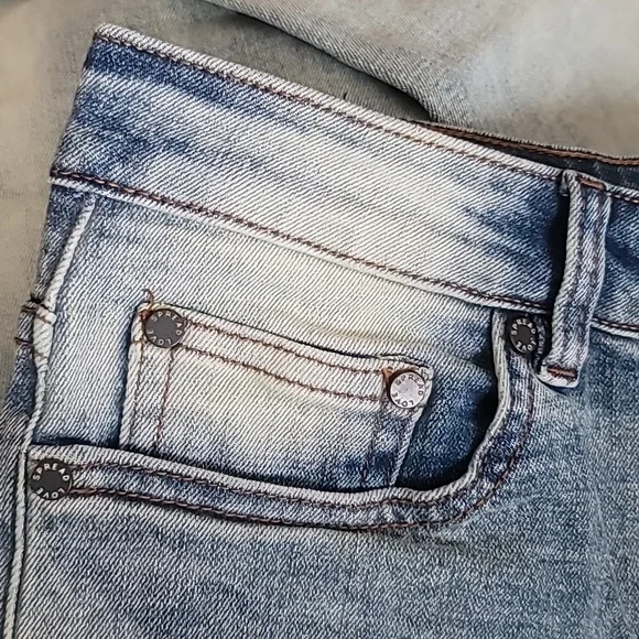 SERENEDE Patchwork Streetwear Earth Tone Serenity Prayer Distressed Skinny Jeans - Picture 7 of 16